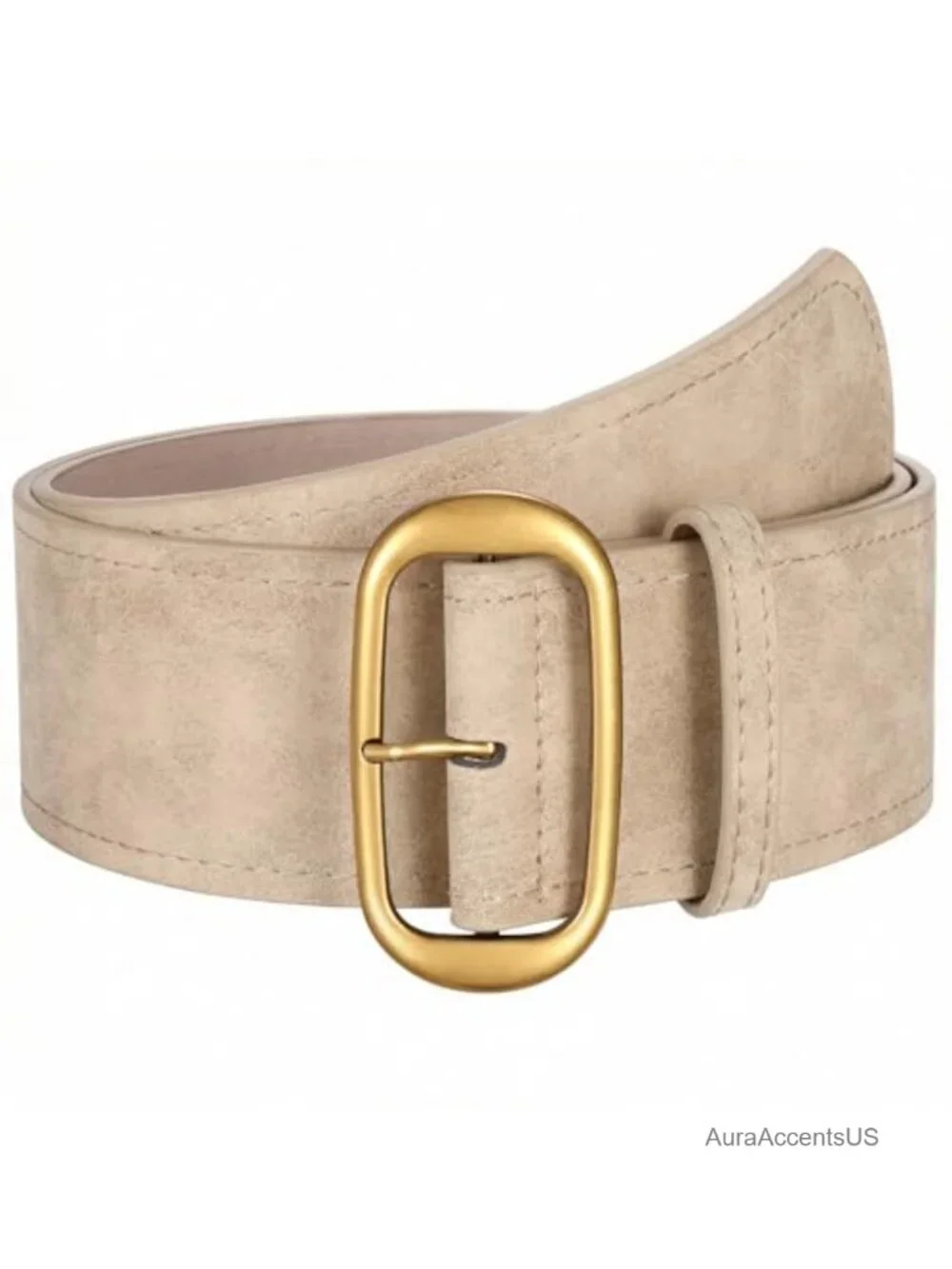 Women's Wide Suede Belt with Gold Buckle Chunky Waist Cinch